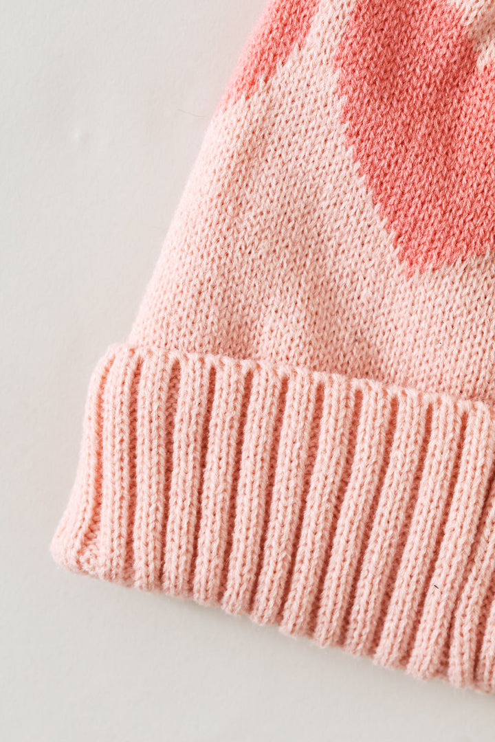 Girls Hearts Beanie - Pink
