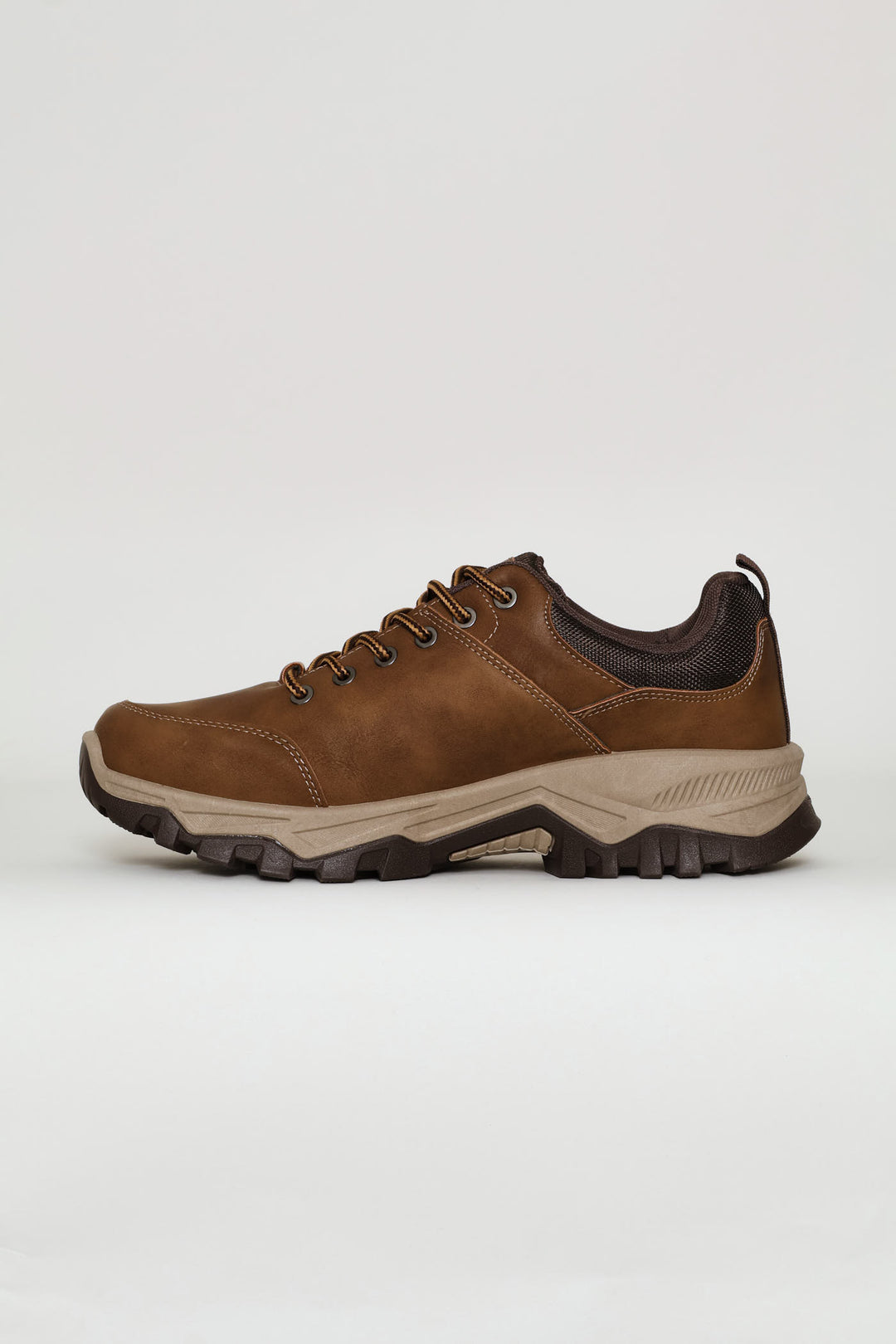 Lace Up Faux Leather Hiker Boot - Brown