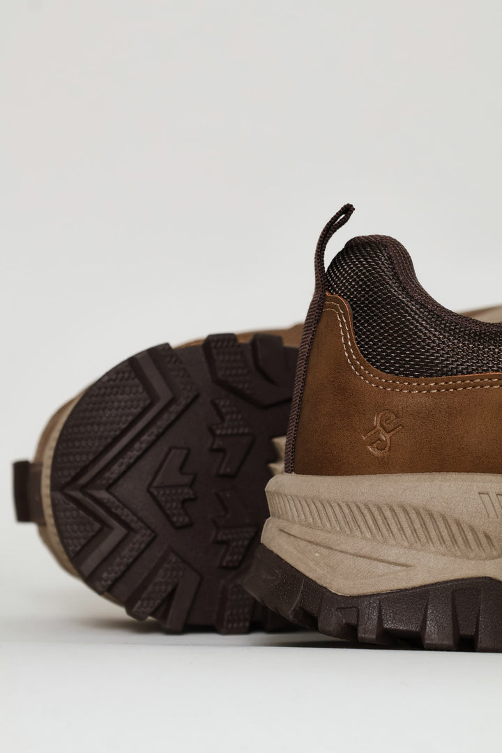 Lace Up Faux Leather Hiker Boot - Brown