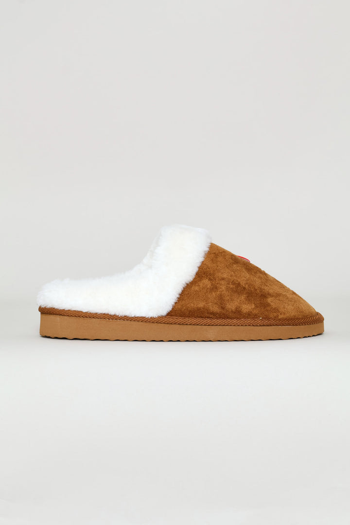 Embossed Closed Toe Slipper - Caramel