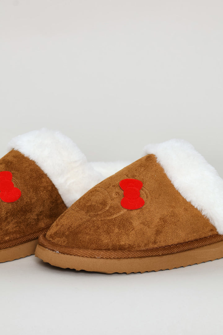 Embossed Closed Toe Slipper - Caramel