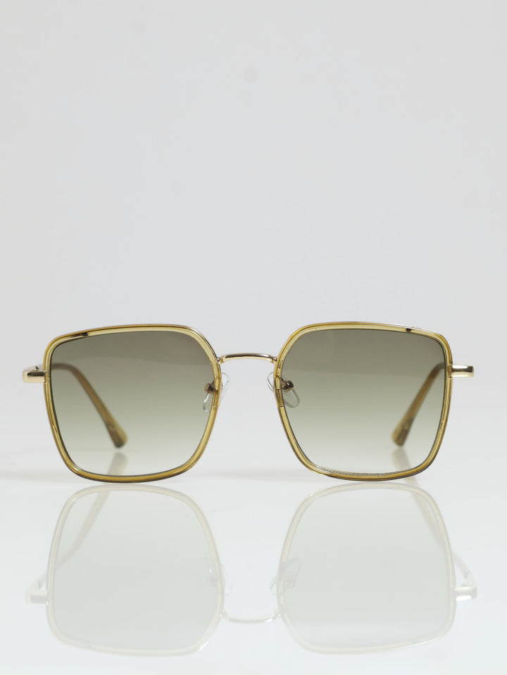 Small Double Rim Square Sunglasses - Olive