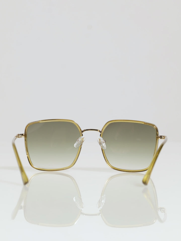 Small Double Rim Square Sunglasses - Olive