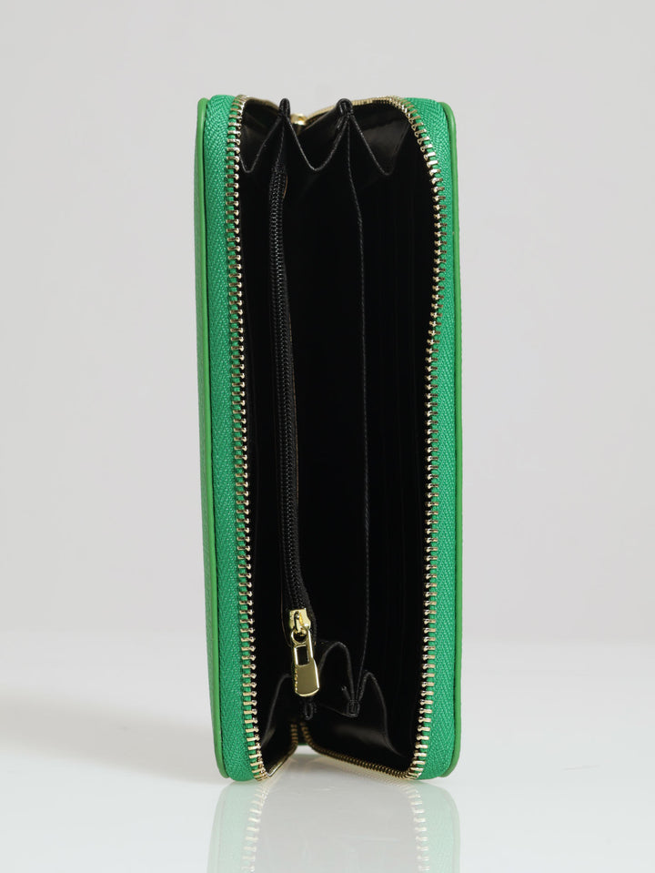 Charlotte Text Zip Around Purse - Green