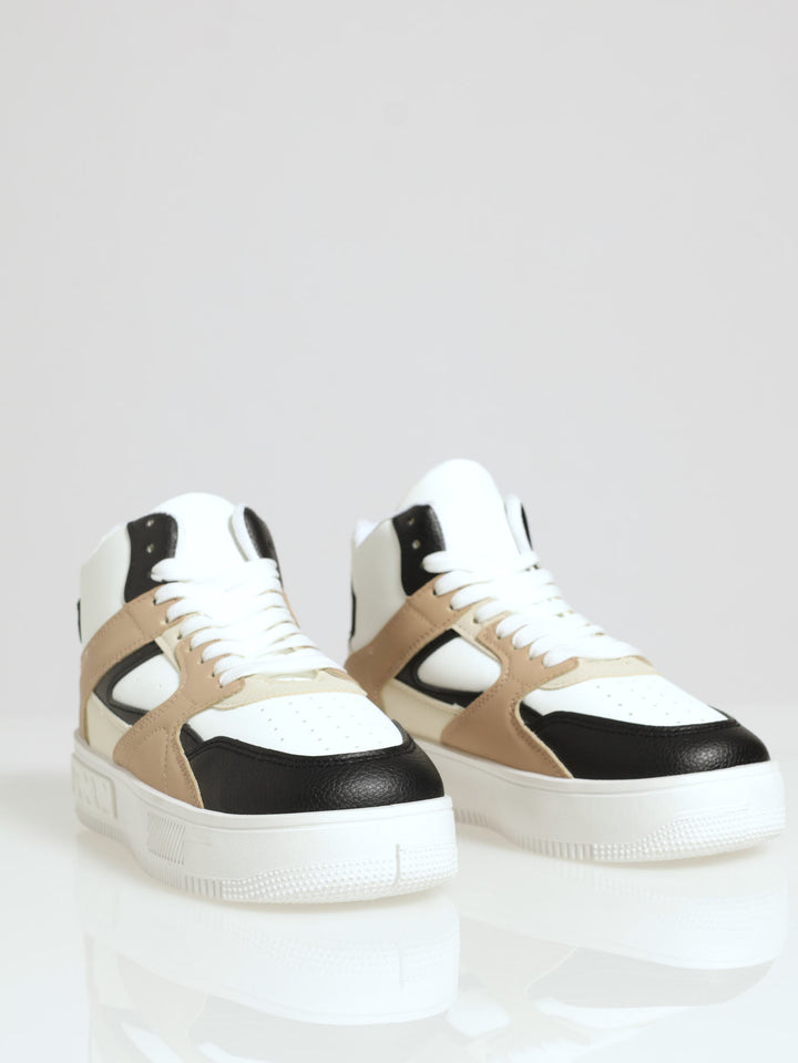 Pu Hi Top Sneaker With Multi Panel Detail