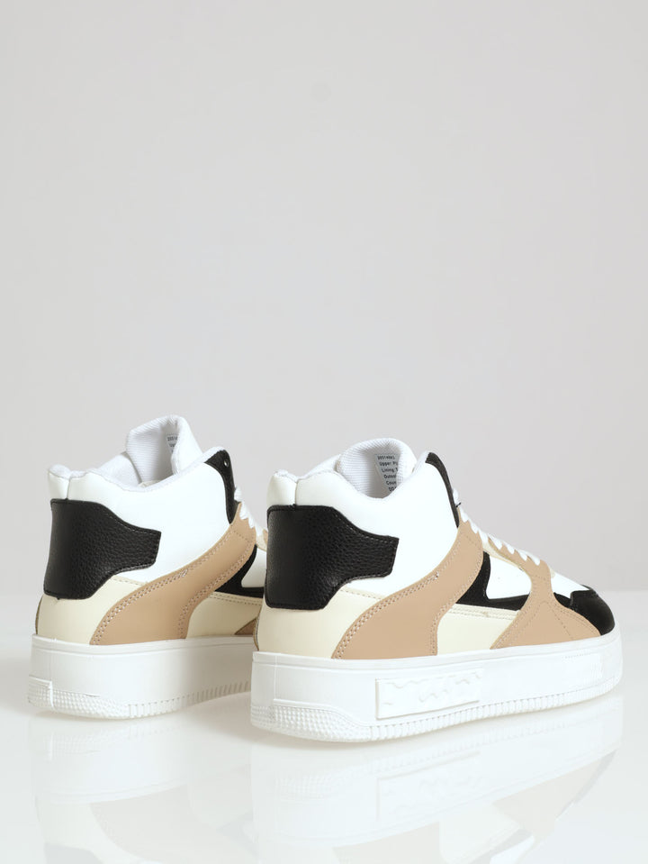 Pu Hi Top Sneaker With Multi Panel Detail