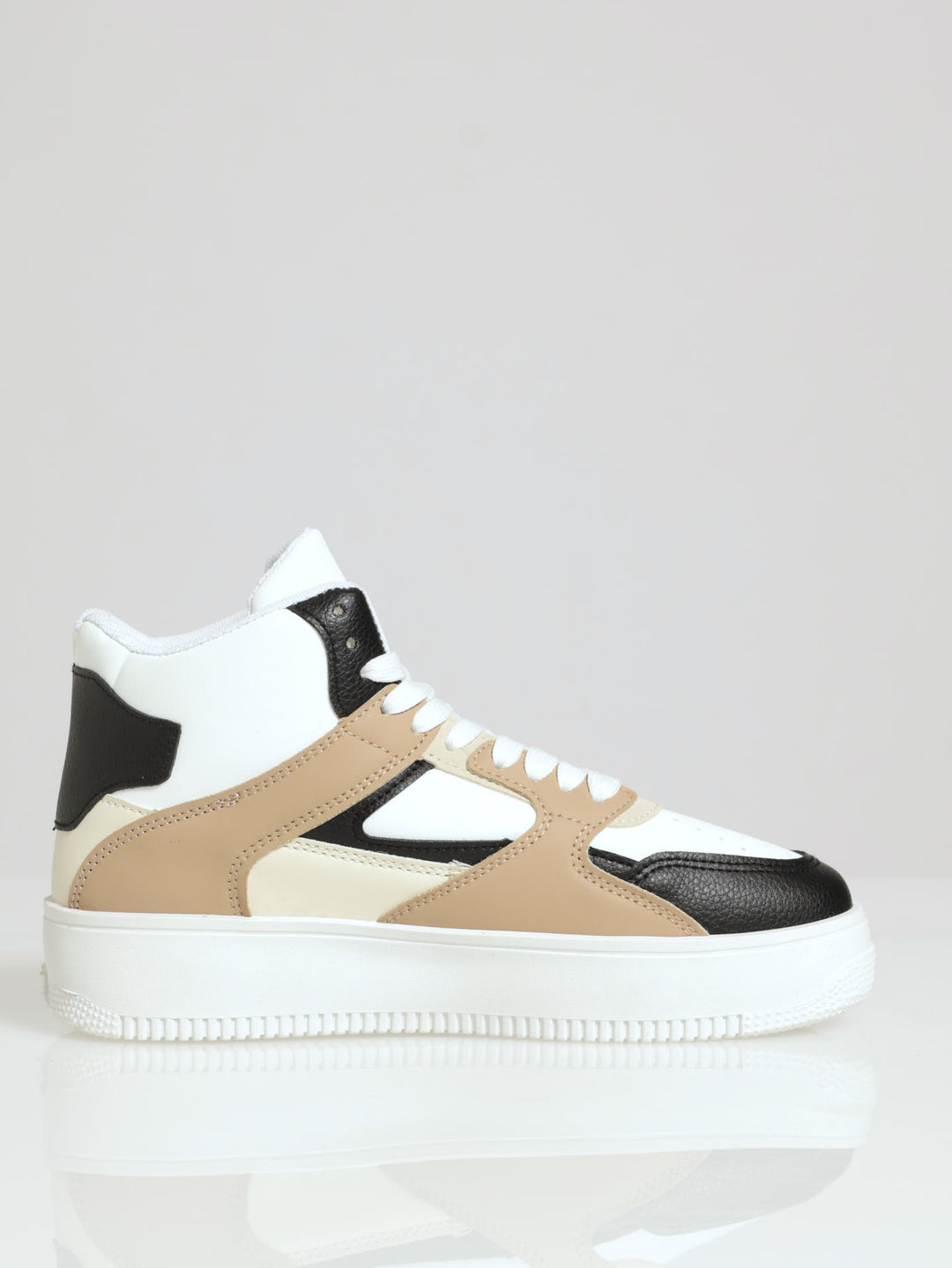 Pu Hi Top Sneaker With Multi Panel Detail