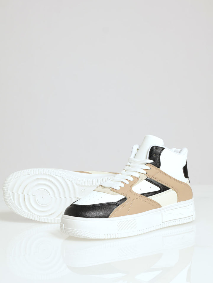 Pu Hi Top Sneaker With Multi Panel Detail