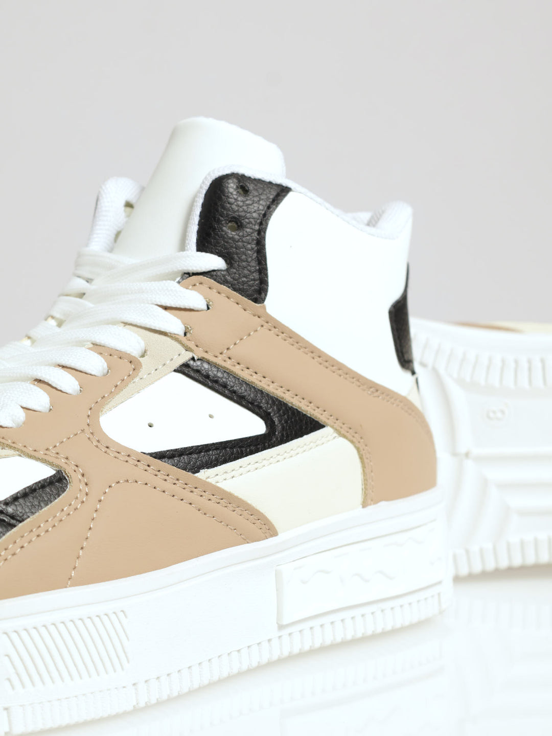 Pu Hi Top Sneaker With Multi Panel Detail