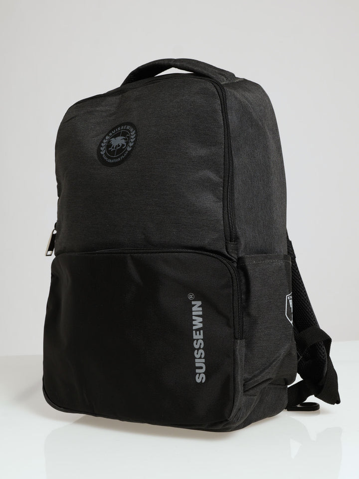Pu Round Badge Backpack - Black