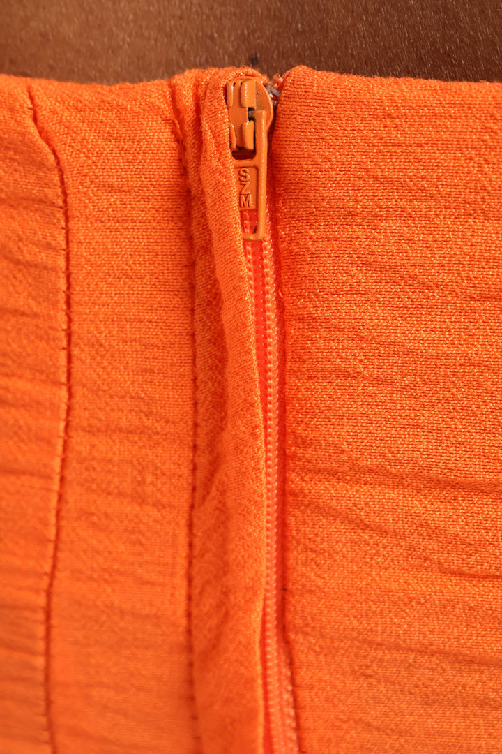 Bubble Short Sleeve Square Neck Panelled Mini Dress - Orange