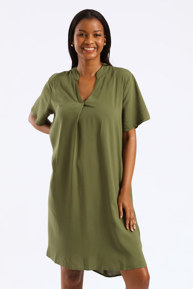 Mandarin Shift Dress - Jungle Green