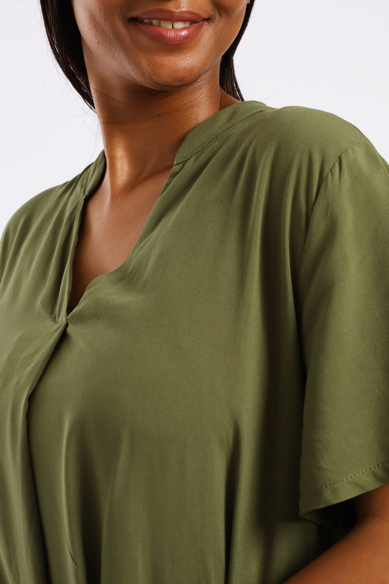 Mandarin Shift Dress - Jungle Green