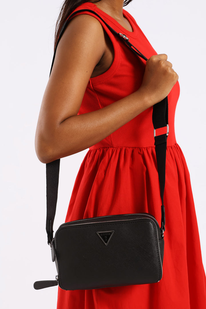 Viviette Mini Double Zip Crossbody Bag - Black