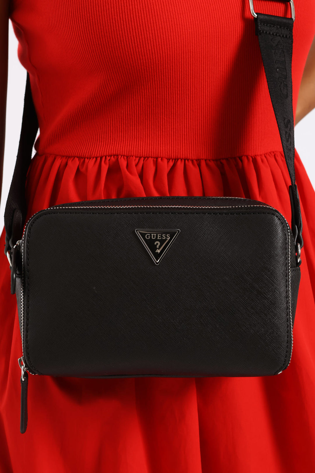 Viviette Mini Double Zip Crossbody Bag - Black