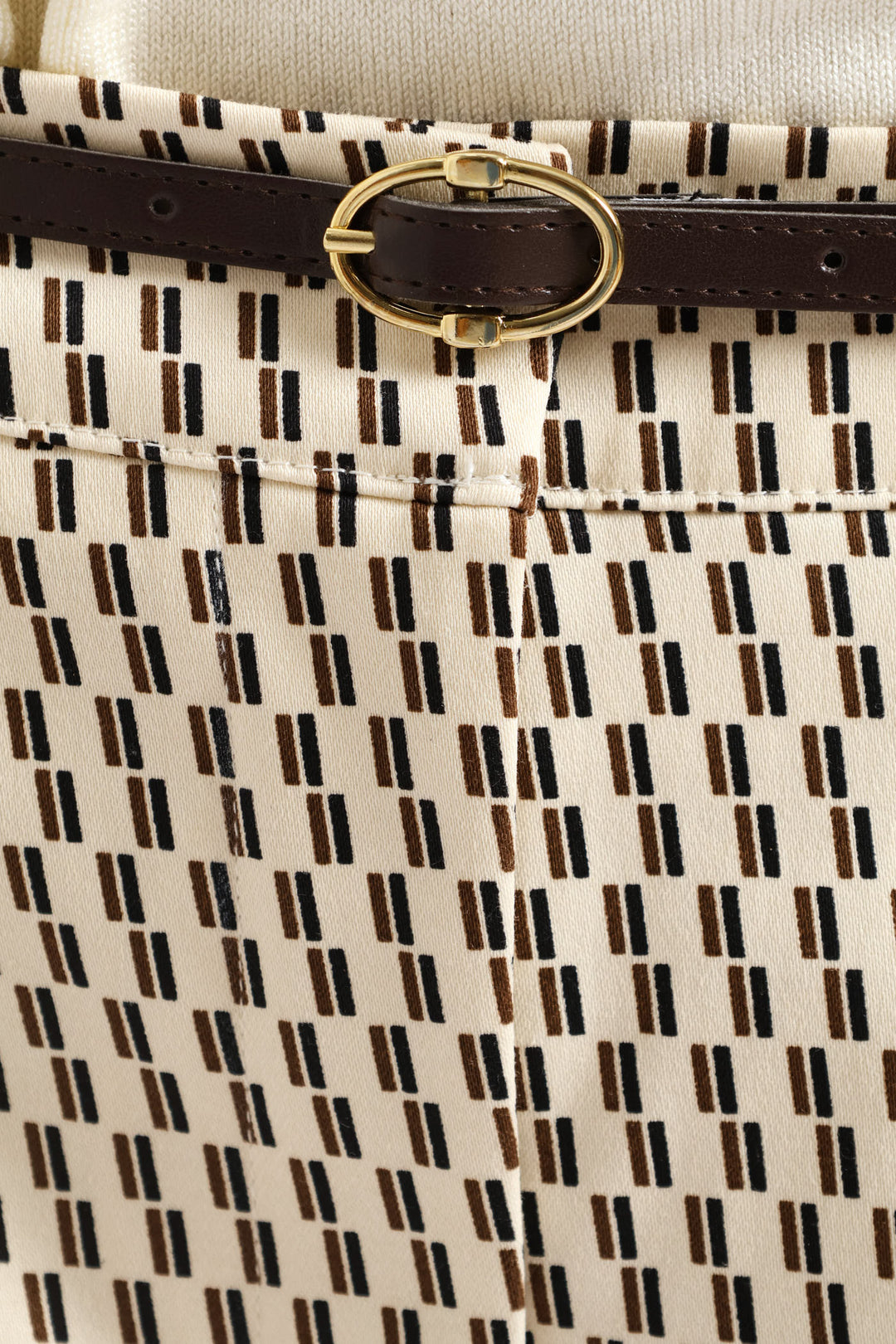 Belted Geo Chino Pant - Cream