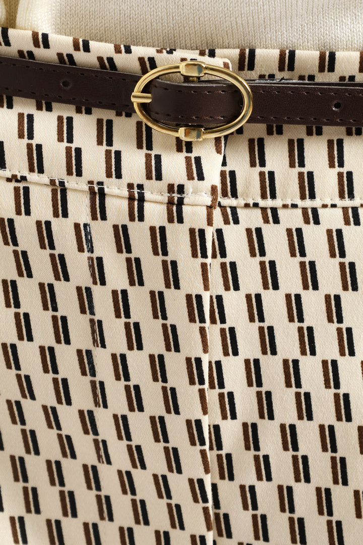Belted Geo Chino Pant - Cream