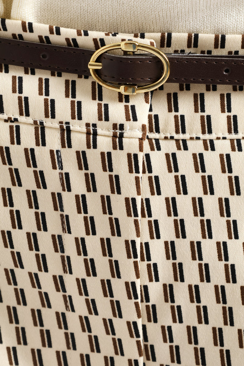 Belted Geo Chino Pant - Cream