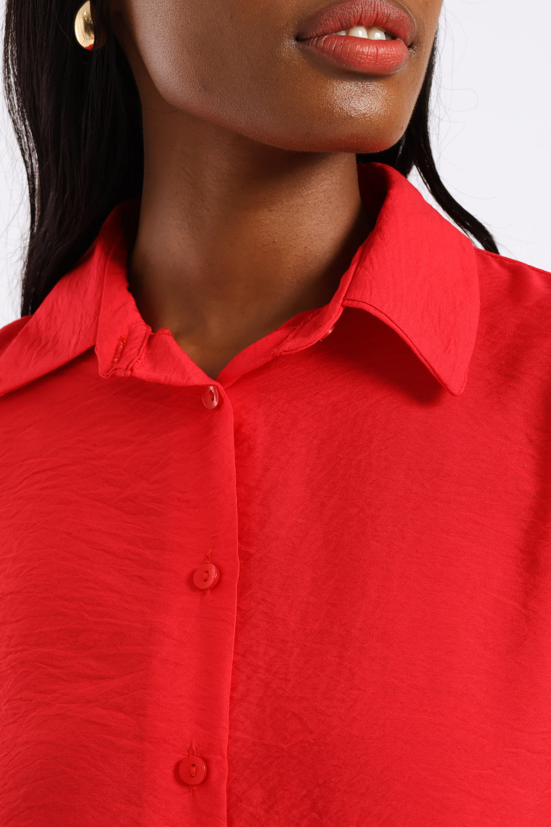 Oversized Drop Shoulder Shirt - Rose Red