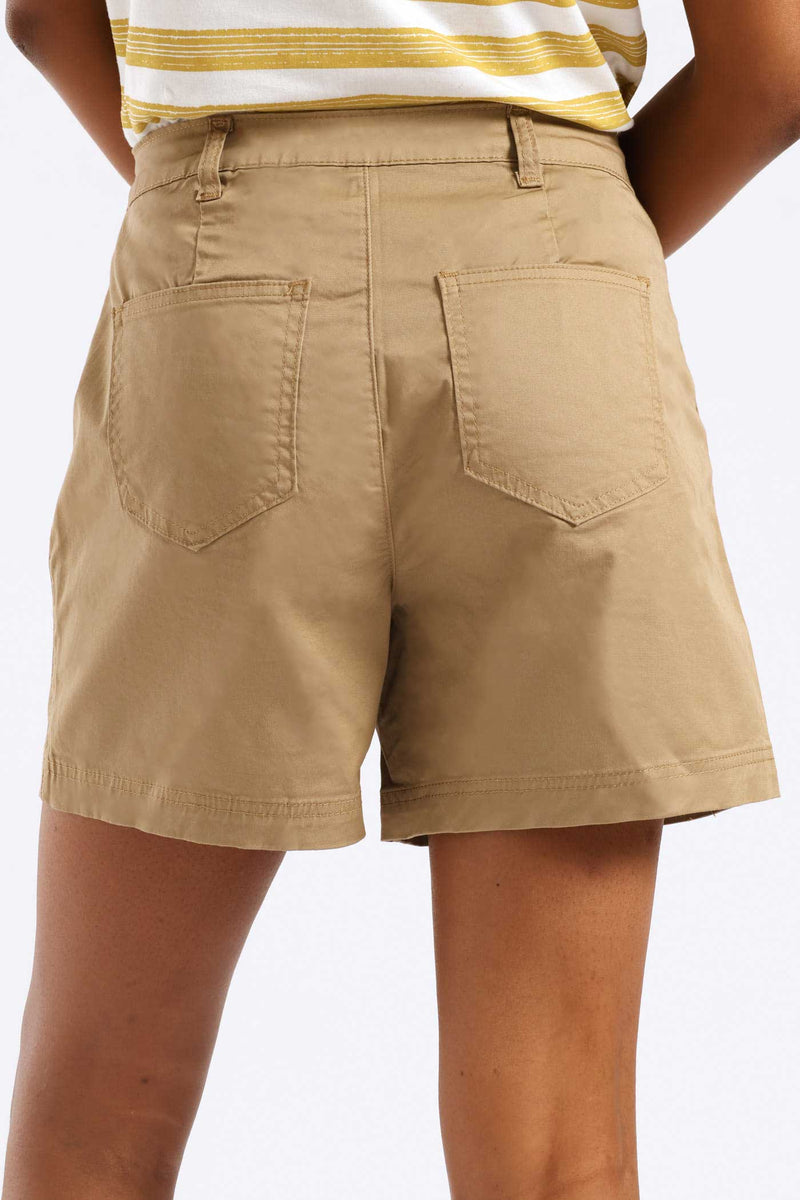 Stretch Sateen Mid Thigh Chino Short - Light Stone