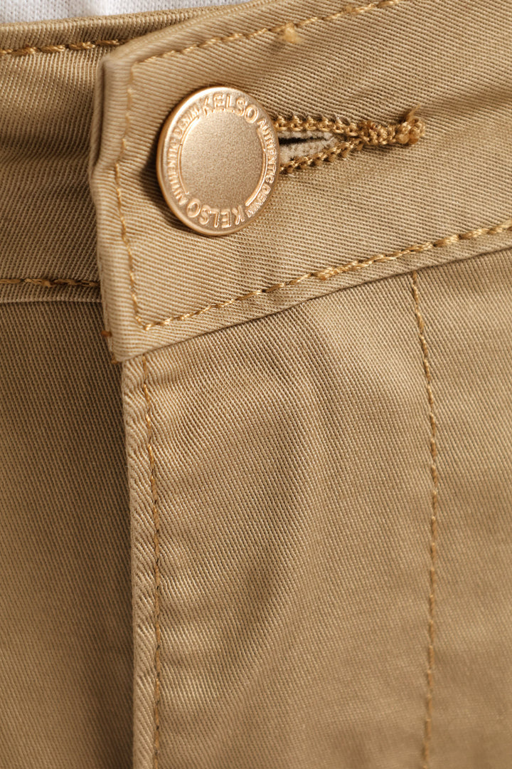 Stretch Sateen Mid Thigh Chino Short - Light Stone