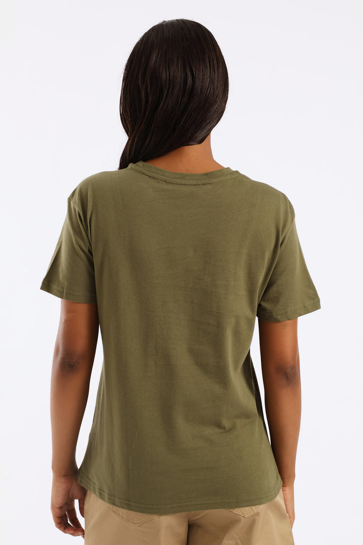 Line Art Flower Tee - Dark Fatigue