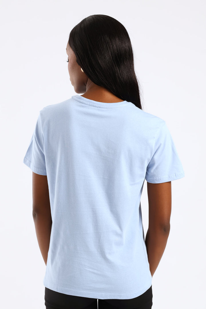 Perfume Bottle Foil Tee - Sky Blue
