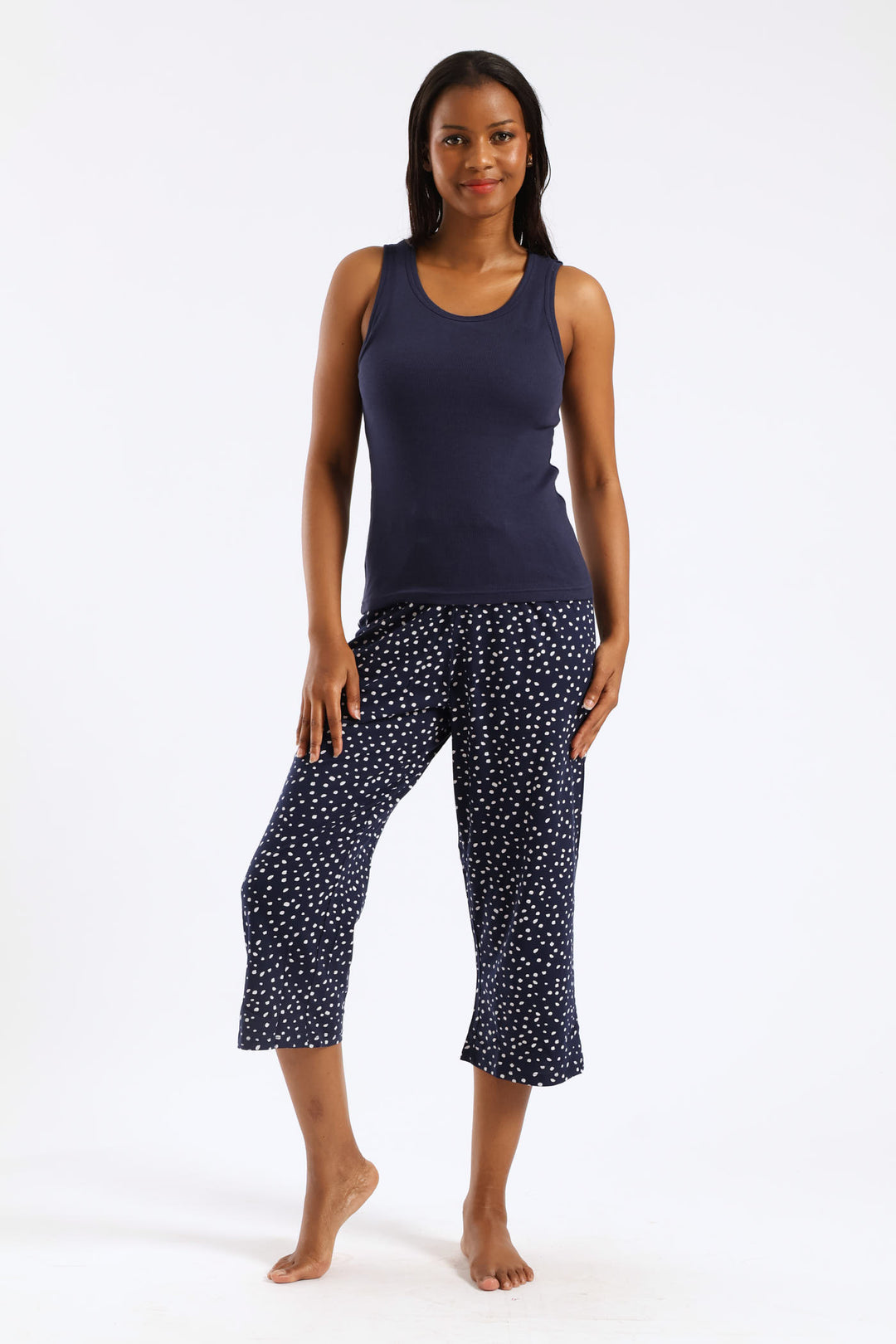 Spots Capri Pants - Navy