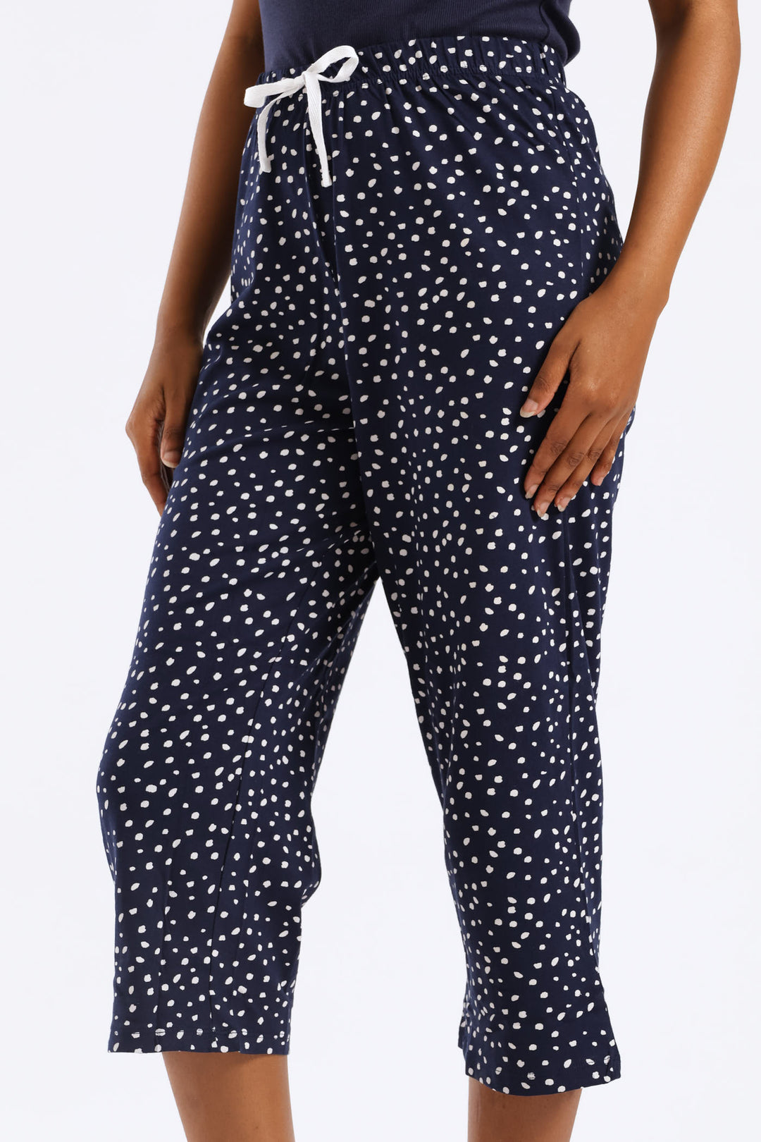 Spots Capri Pants - Navy