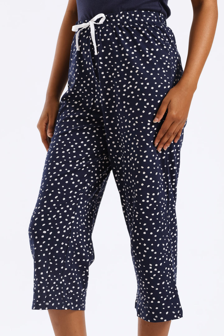Spots Capri Pants - Navy