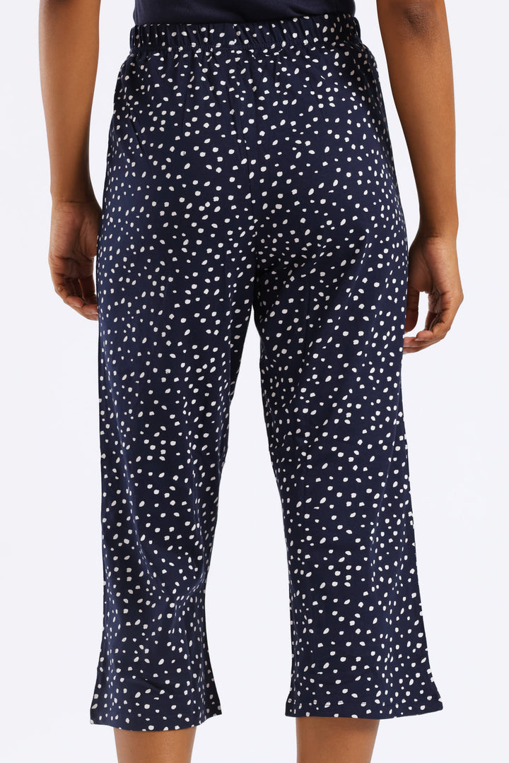 Spots Capri Pants - Navy