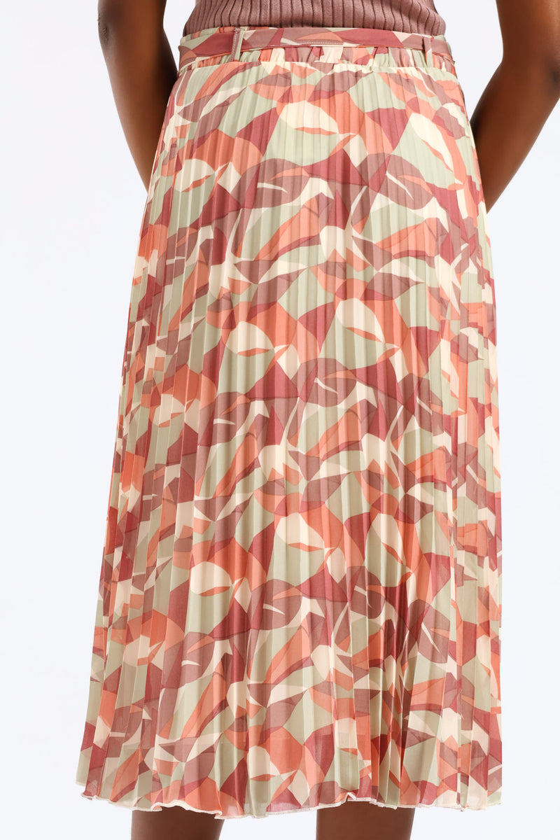 Geo Chiffon Pleated Midi Skirt - Multi