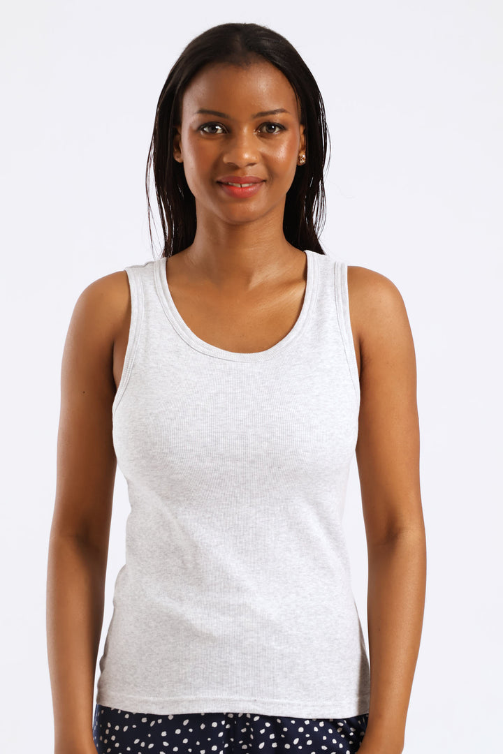 Sleeveless Rib Tank Top - Grey Melange