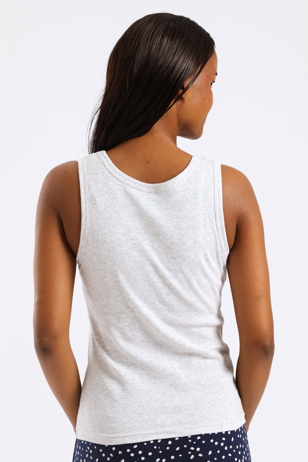 Sleeveless Rib Tank Top - Grey Melange