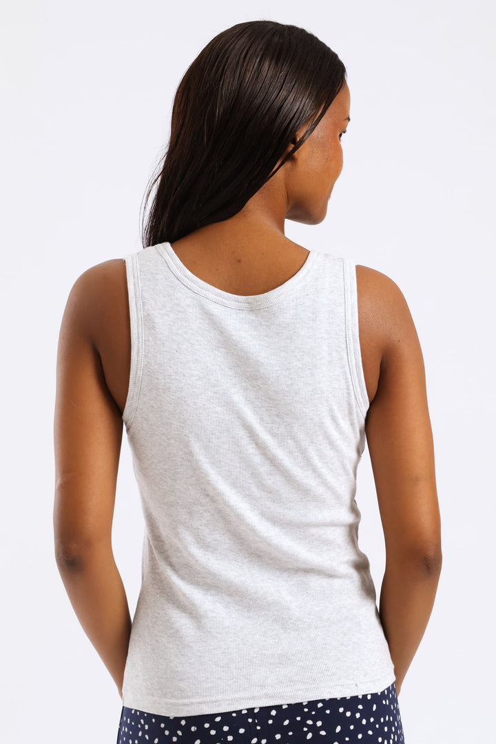 Sleeveless Rib Tank Top - Grey Melange