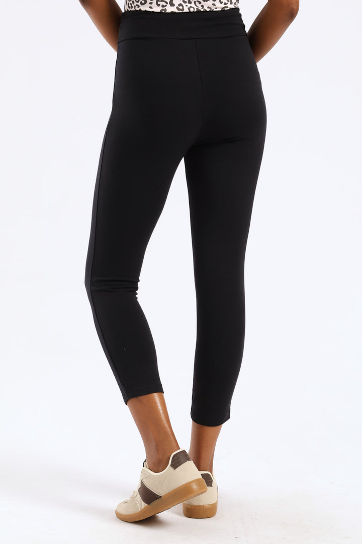 Wide Waistband Crop Legging - Black