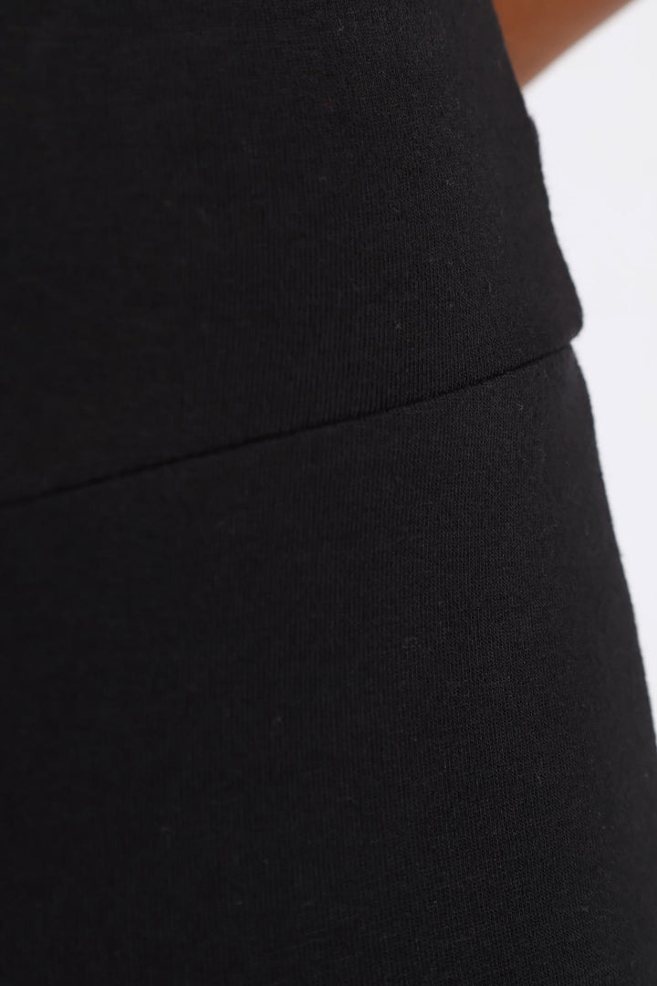Wide Waistband Crop Legging - Black