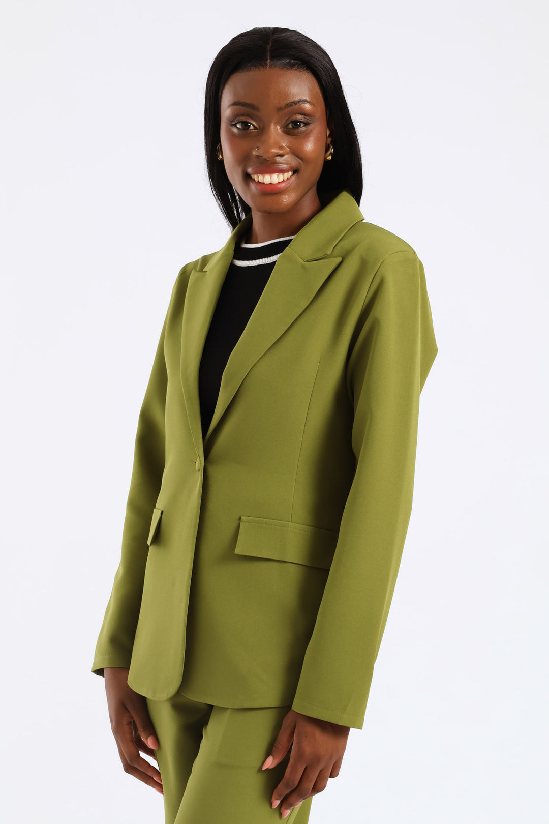 Single Breasted Darted Blazer - Matcha