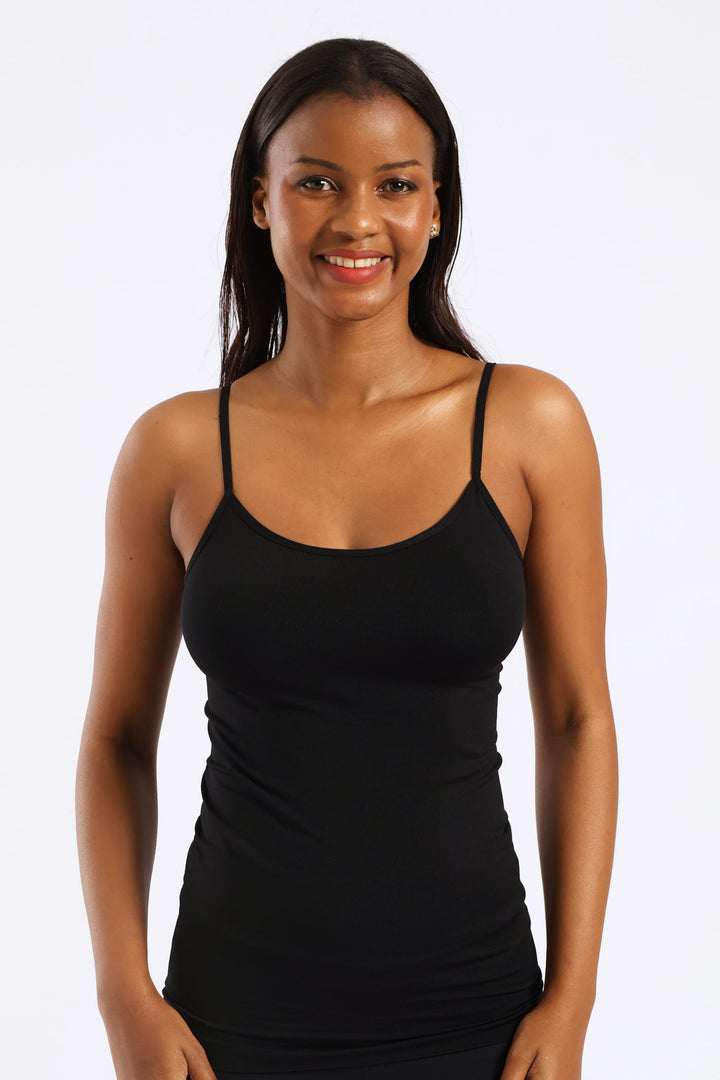 2 Pack Seamless Print Cami - Black/Blush