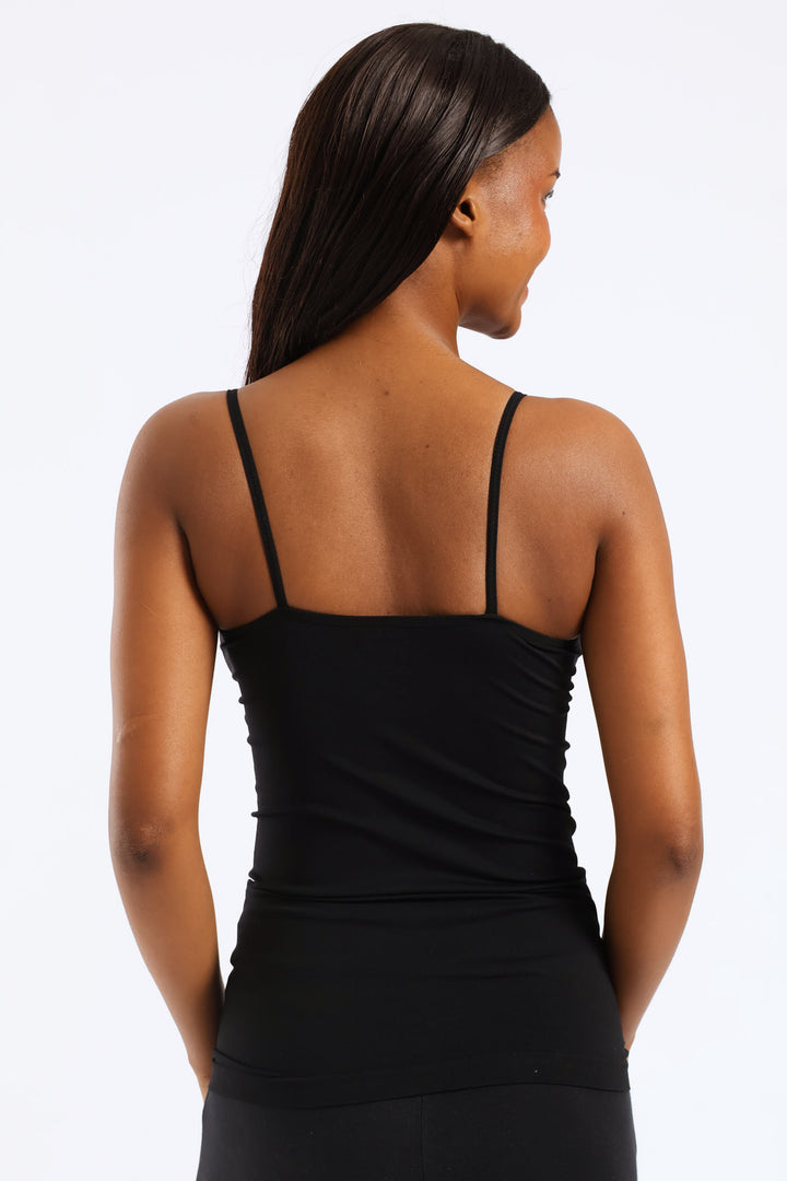 2 Pack Seamless Print Cami - Black/Blush