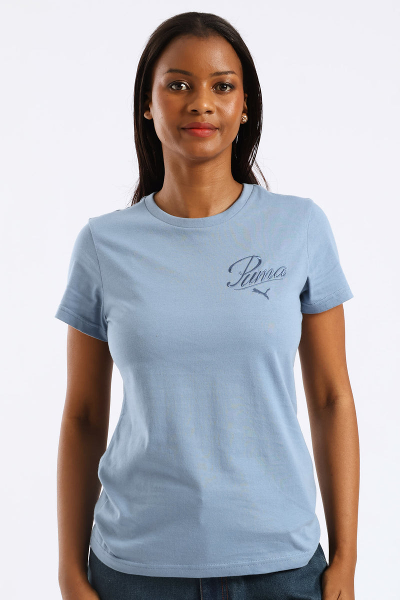 Essential Script Tee - Blue