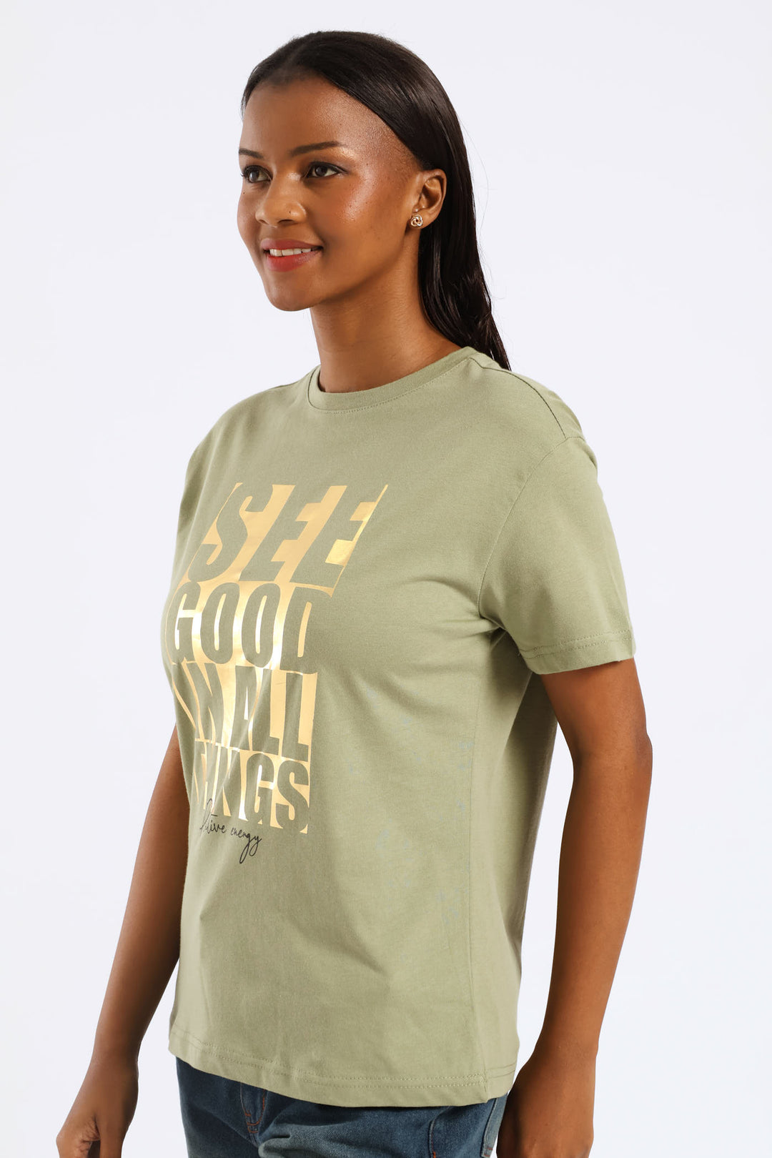 See Good Foil Frame Tee - Swamp Green