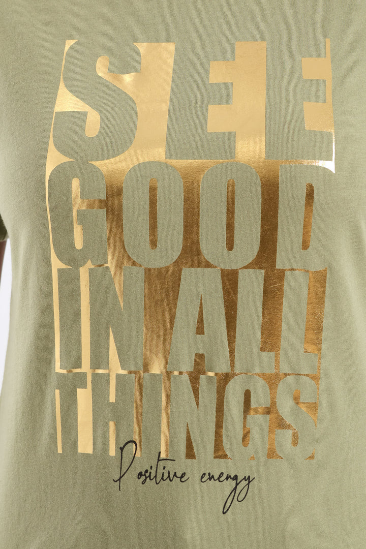 See Good Foil Frame Tee - Swamp Green