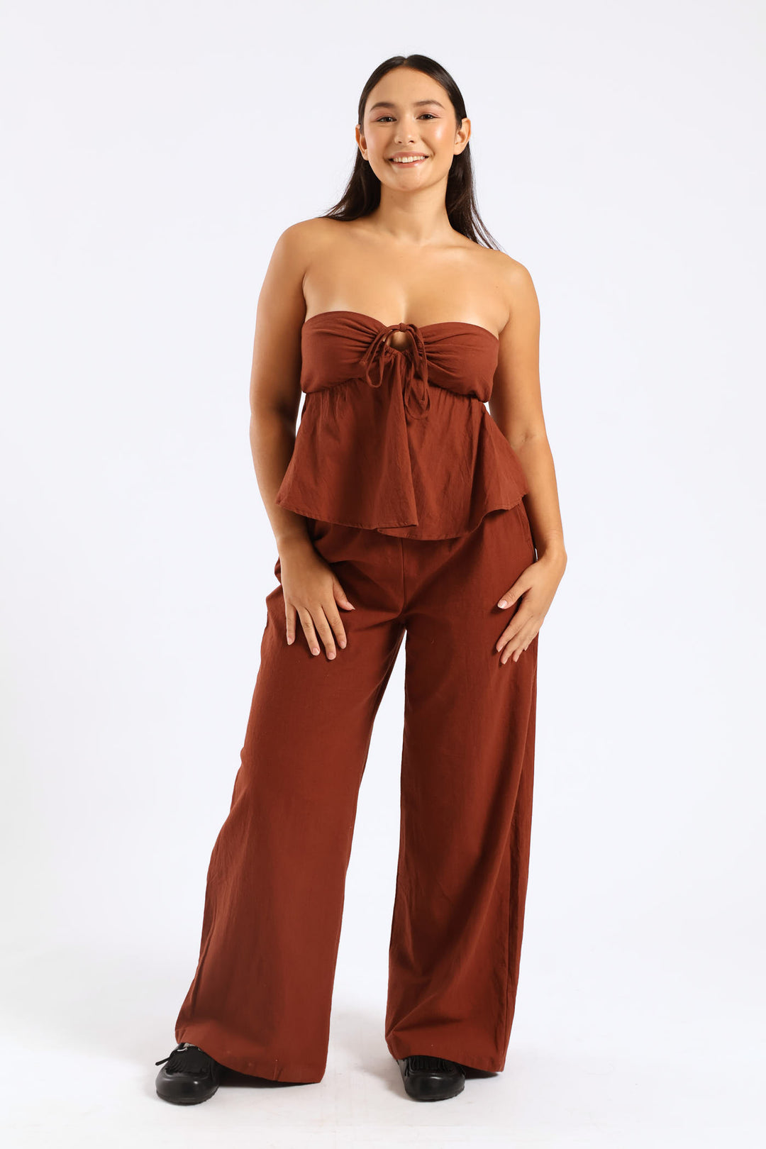 Tie Front Boobtube - Chocolate