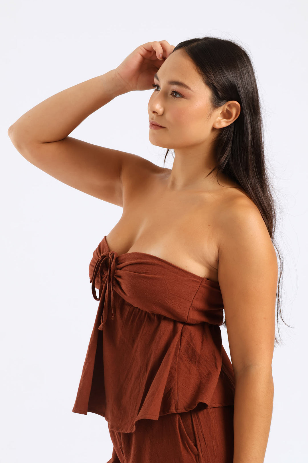 Tie Front Boobtube - Chocolate