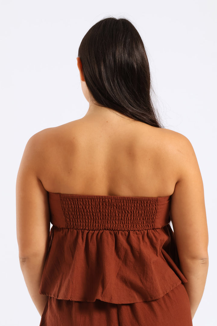 Tie Front Boobtube - Chocolate