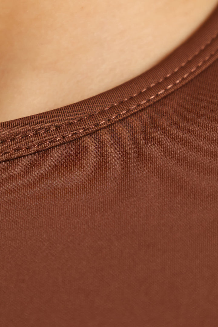 Short Sleeve Skin Tight Tee - Brown