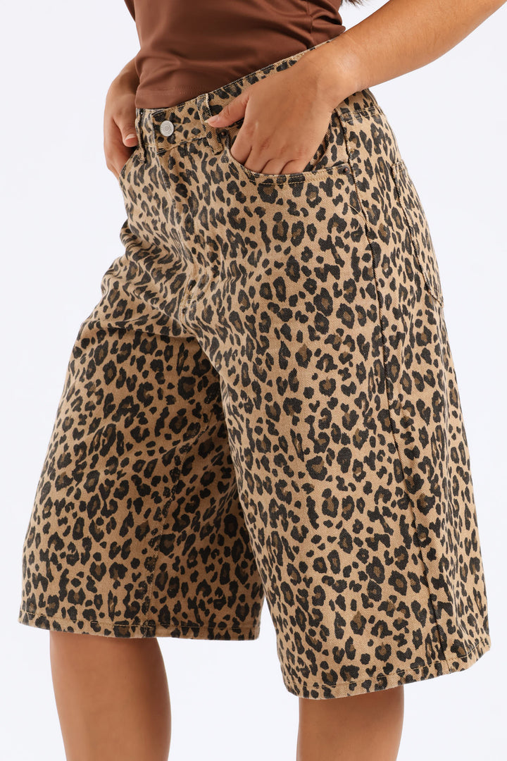 Leopard Print Jort - Beige