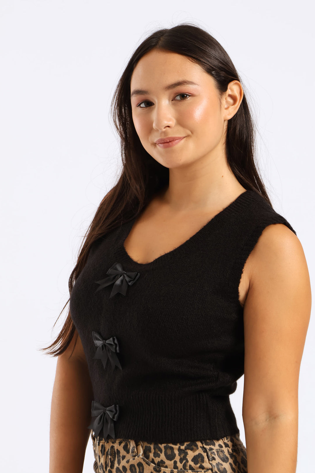 Bow Front Vest - Black