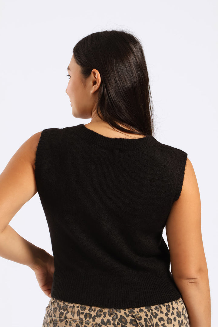 Bow Front Vest - Black